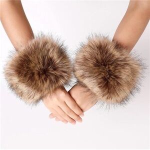 Winter Furry Bands Faux Fox Fur Wrist Warmer,Arm Warmer, Leg Warmer, One Pair